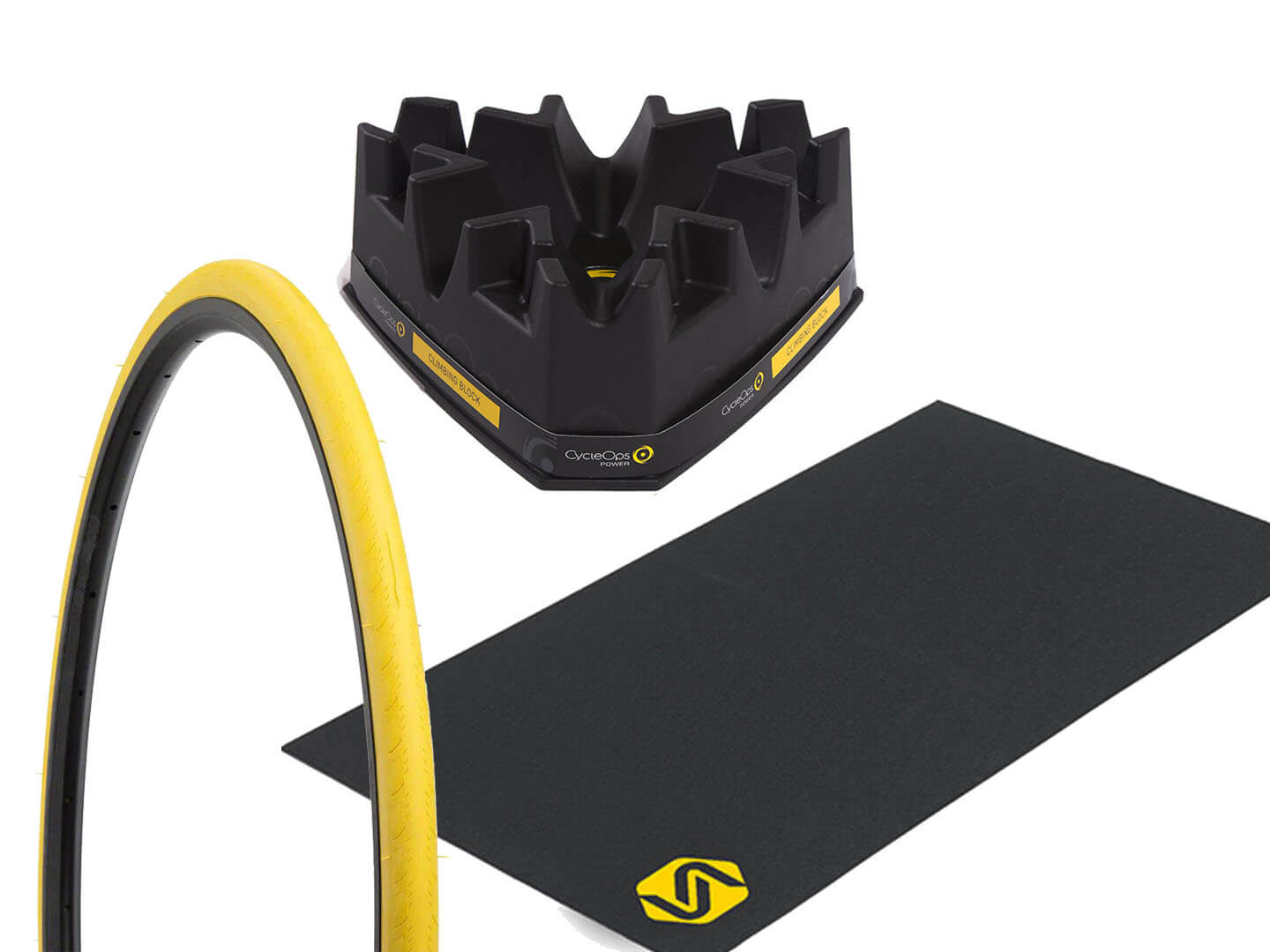 מגבה גלגל קידמי + צמיג ייעודי ברוחב 25c לטריינר Saris Riser plus tire and mat